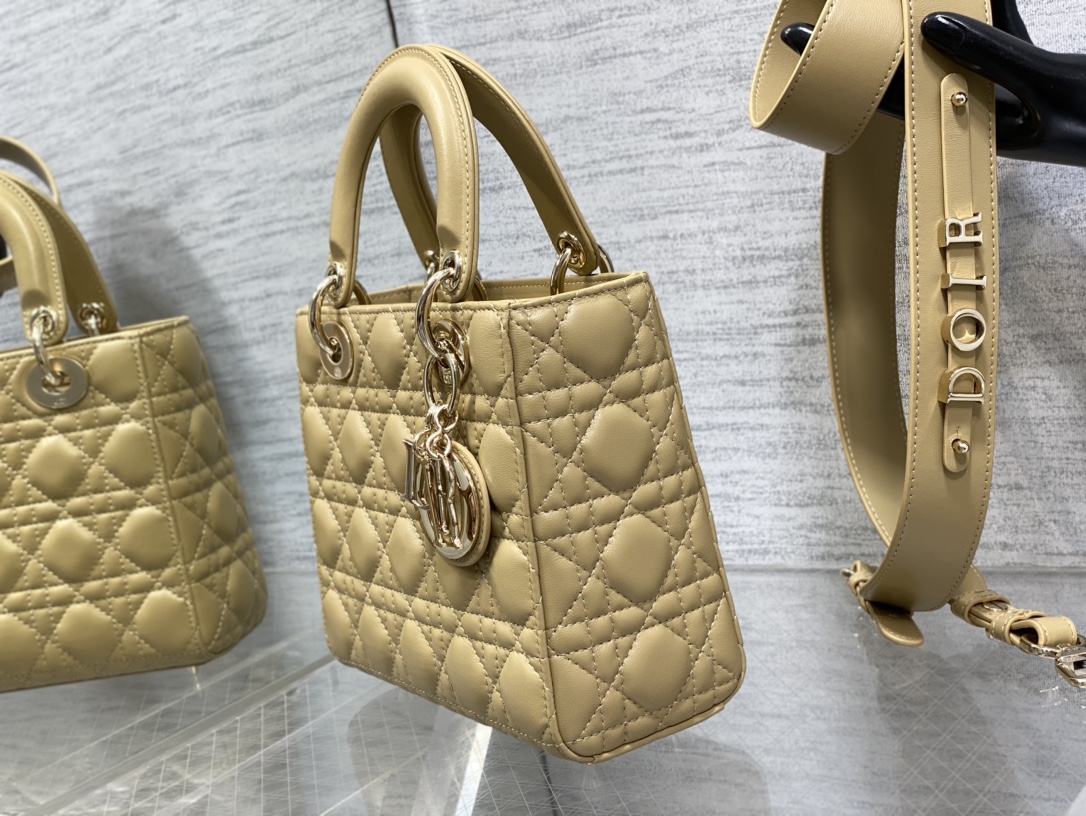 Small Lady Dior My ABCDior Bag Apricot Cannage Lambskin